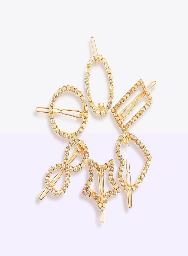 DealFry Korean Fashion Brown Rhinestone Crystal Hair Clips for Women/Girl, geometric shape Snap Barrettes Handmade studded diamond hairpin Headwear Accessories Styling Tool for Party Wedding (12 Pcs) - Image 2
