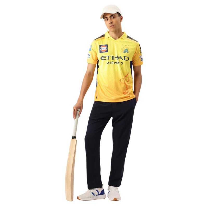 playR Men's Geometric Regular Fit Chennai Super Kings Authentic Match Jersey IPL 2025 Adult Dhoni 7 Half Sleeve - Image 5
