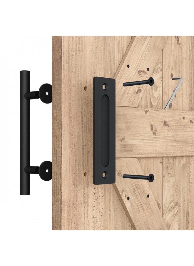 SMARTSTANDARD SMARTSTANDARD 12" Barn Door Handles 2PCS,Sliding Barn Door Pull Handle Black Heavy Duty Large Rustic Two-Side Design for Gates Garages Sheds Furniture Solid Steel Material Round  - Image 2