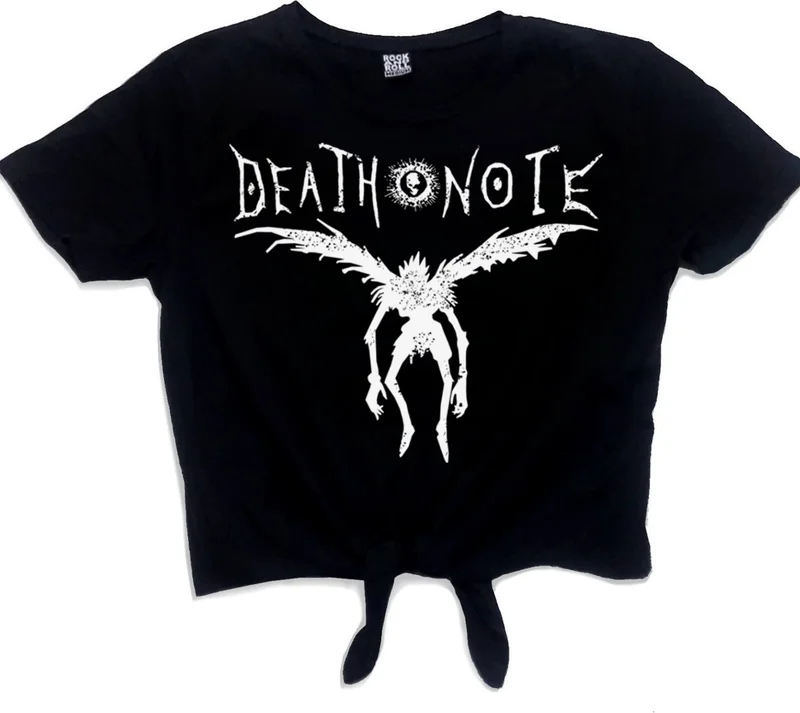Rock&Roll Winged Note Black Short, Cut-Out Crop Top Women's T-Shirt