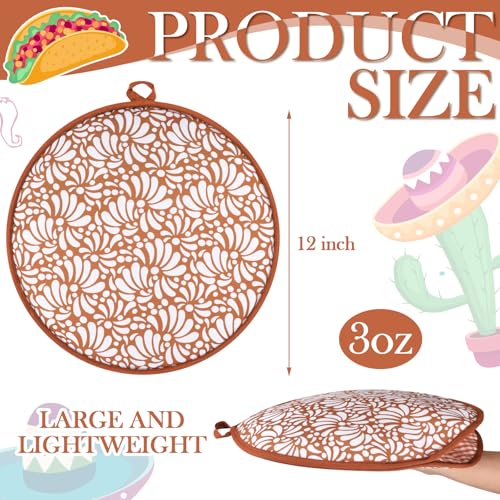 Honeydak 2 Pcs 12 Inch Tortilla Warmer Pouch Microwavable Insulated Cloth Pouch Mexican De Barro Talavera Tortillero Fabric Tortilla Keeper Taco Holder for Tortillas Tacos Naan Pizza Rolls - Image 3