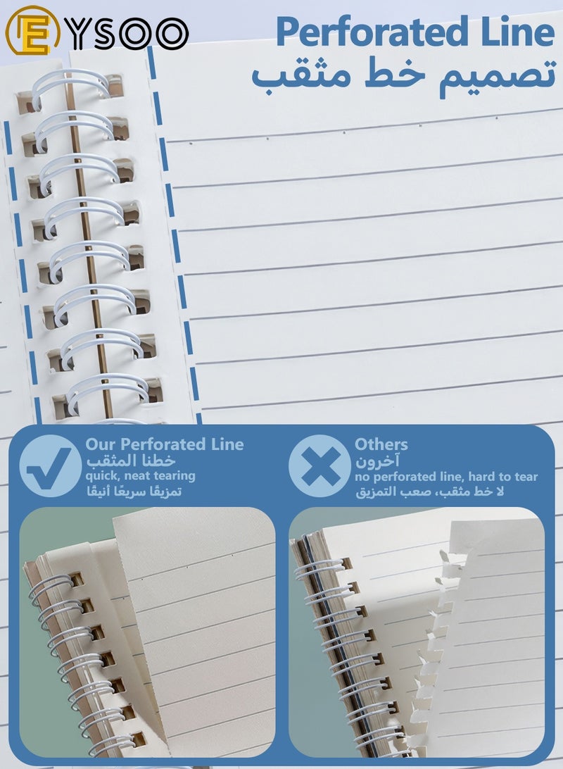  إيسو دفاتر ملاحظات EYSOO الحلزونية A5، عبوة من 4 قطع، ورق مسطر، 60 ورقة / 120 صفحة، غلاف مقوى، دفتر ملاحظات حلزوني مسطر للكتابة في المكتب والمدرسة - Image 4