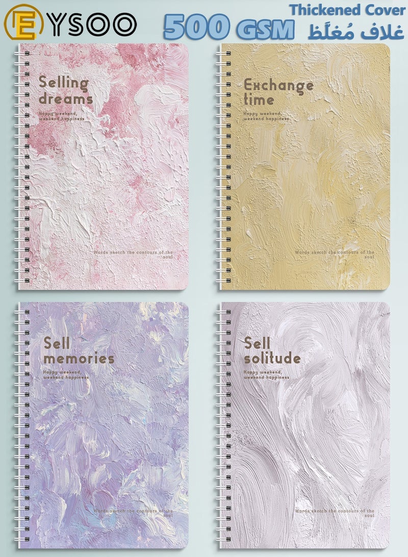  إيسو دفاتر ملاحظات EYSOO الحلزونية A5، عبوة من 4 قطع، ورق مسطر، 60 ورقة / 120 صفحة، غلاف مقوى، دفتر ملاحظات حلزوني مسطر للكتابة في المكتب والمدرسة - Image 3