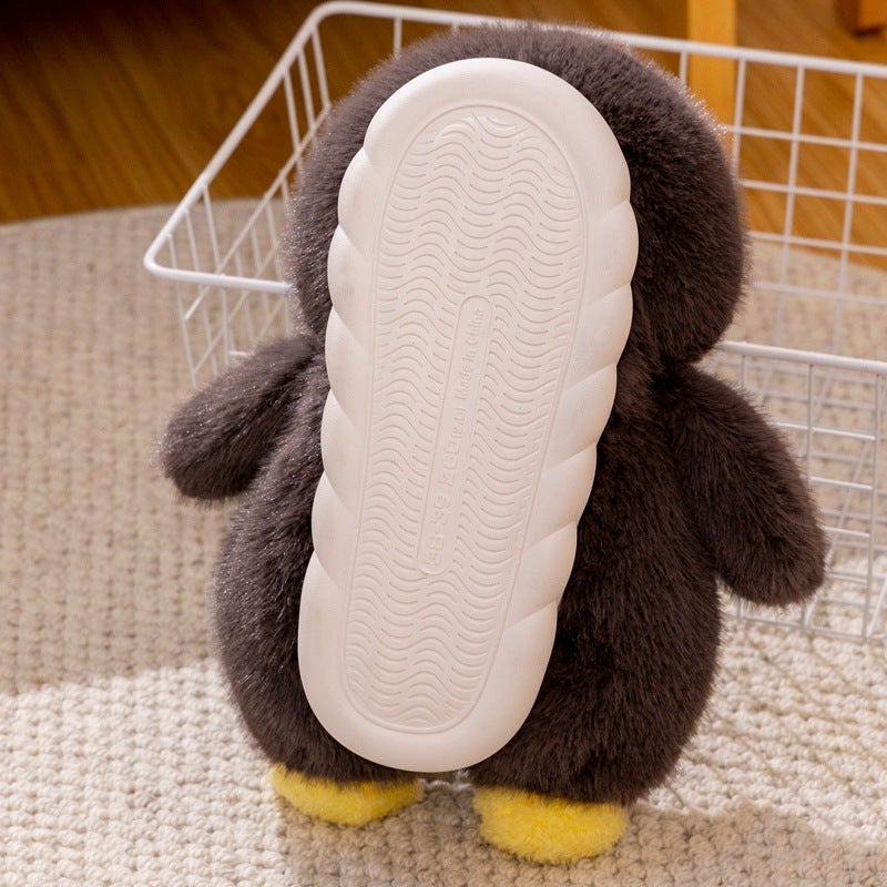 Cute Cartoon Penguin Pups Baby Plush Slippers Home Non-Slip Cotton Bag Female Plush Toy - Image 4
