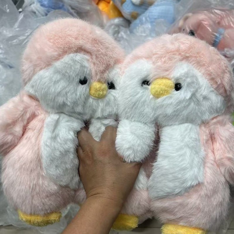 Cute Cartoon Penguin Pups Baby Plush Slippers Home Non-Slip Cotton Bag Female Plush Toy - Image 3
