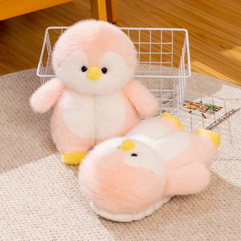Cute Cartoon Penguin Pups Baby Plush Slippers Home Non-Slip Cotton Bag Female Plush Toy - Image 1