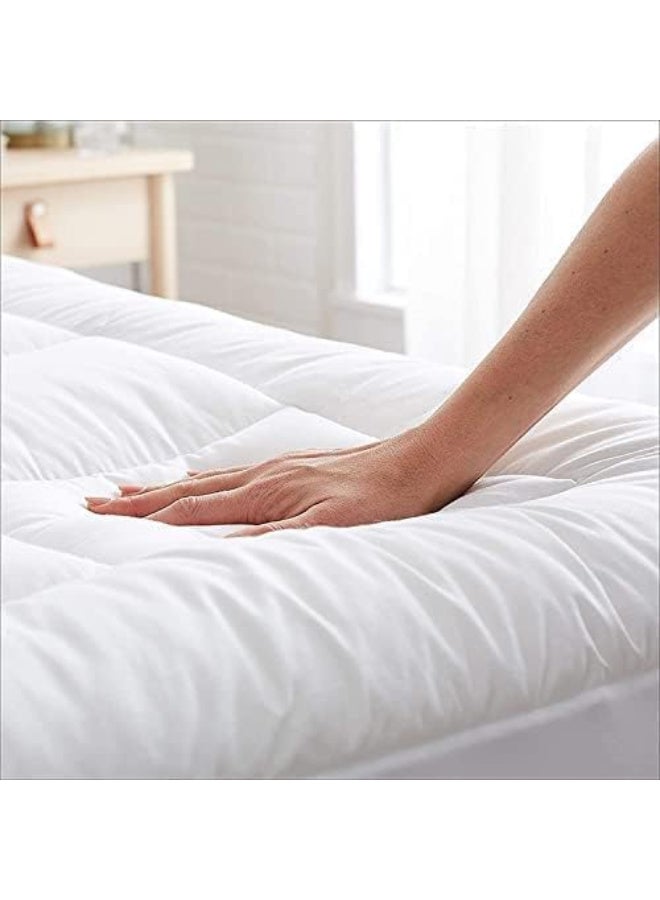 Harmony Home Mattress Topper – 500GSM Soft Comfort Quilted Pad | Hypoallergenic Fiber Fill | Single Size (90x200 cm) – White - Image 3