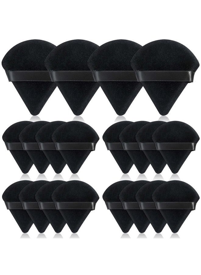 Thrilez 20pcs Triangle Powder Puff, Loose Powder Puffs Makeup Puff for Face Powder, Setting Powder Puff for Make Up, Face Puff Pads for Press Powder, Sponge Powder Applicator for Face and Eye (Black) - Image 1