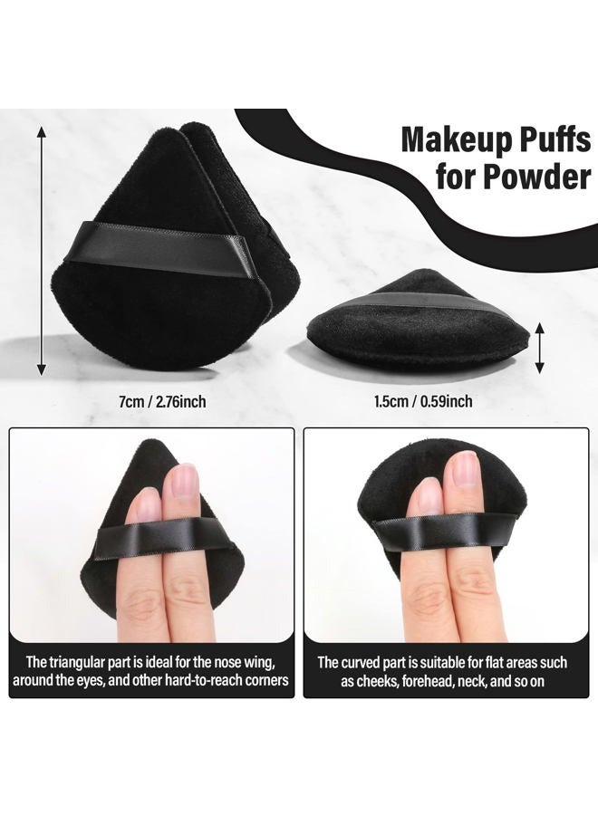Thrilez 20pcs Triangle Powder Puff, Loose Powder Puffs Makeup Puff for Face Powder, Setting Powder Puff for Make Up, Face Puff Pads for Press Powder, Sponge Powder Applicator for Face and Eye (Black) - Image 4