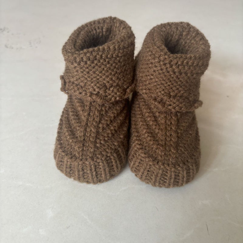 Qi Ta Handmade Knitted Baby Socks Shoes for Newborns, Cotton Breathable Anti-Slip Winter Spring Autumn, 0-3-6 Months, Cartoon Style - Image 1