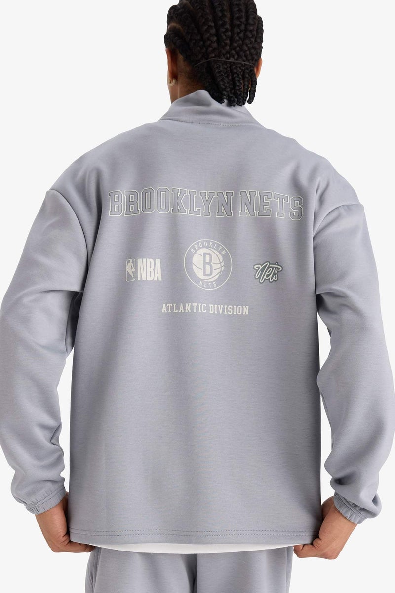 DeFactoFit NBA Brooklyn Nets Boxy Fit Scuba Fabric Sweatshirt - Image 3