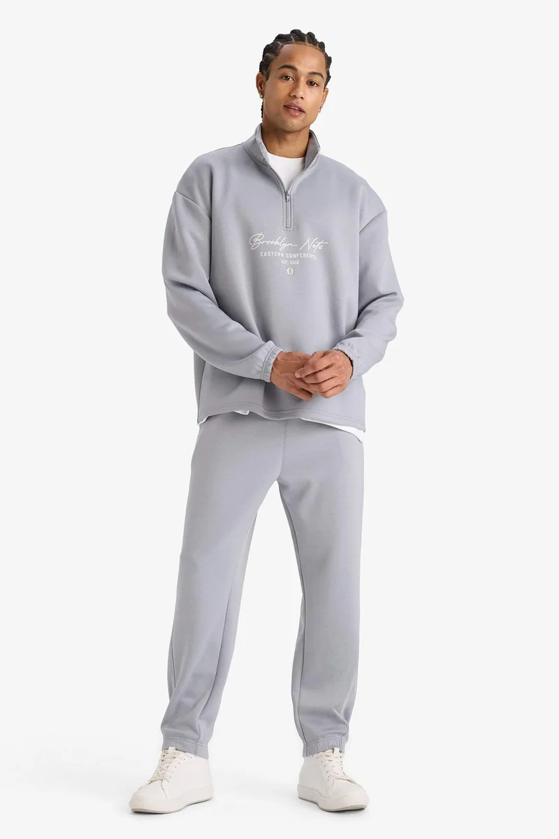 ديفاكتو DeFactoFit NBA Brooklyn Nets Boxy Fit Scuba Fabric Sweatshirt