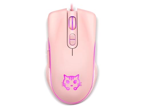 CORN Gaming Wired USB Mouse, 2400DPI 4 Adjustable Levels, Ergonomic Slient Mouse for PC/Desktop/Laptop - Pink Cat - Image 2