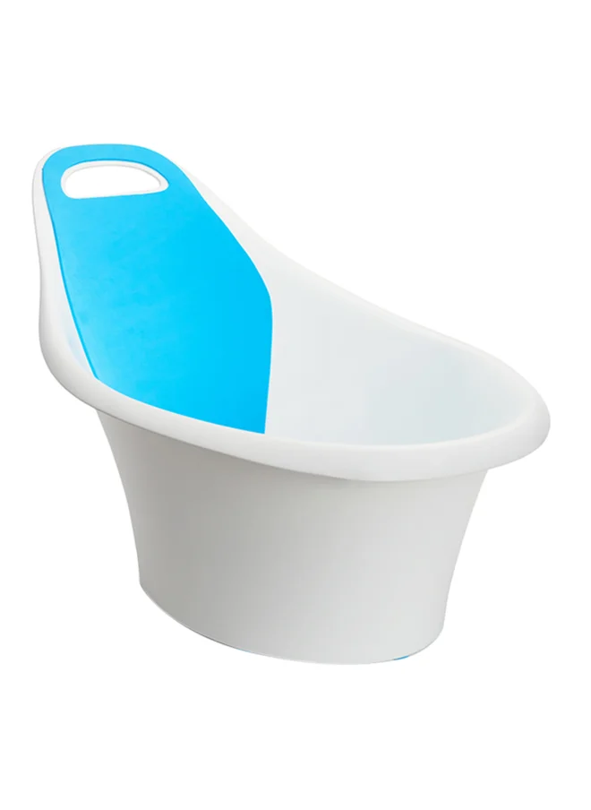 Munchkin Sit and Soak Baby Bath Tub with Built-In Support Bump and Padded Foam Back Rest, Bonus Pull-Tab Drain and Storage Hook, 0-12 Months, White