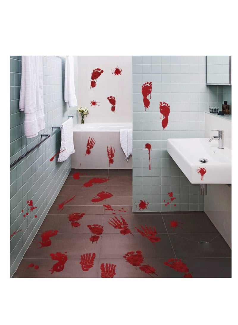Halloween Bloody Handprint Footprint Horrible Window Stickers, 12 Sheets Decoration Clings for Window Wall Floor Glass Bathroom Outdoor Indoor Halloween Party - Image 5