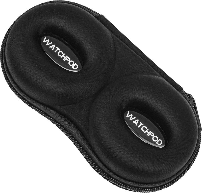 WATCHPOD Double Watch Travel Case Storage Holder Box for 2 Watches | Dual Tough Portable Protection w/Zipper Fits All Wristwatches & Smart Watches Up to 50mm (Black) - Image 1