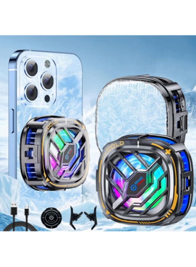 Magnetic Cell Phone Cooler, RGB Phone Cooling Fan with Semi-Conductor Cooling Chip, Cellphone Radiator with Temperature Display for Mobile Gaming,Tiktok Live Streaming - Image 1