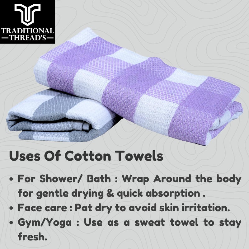 Traditional Thread's 100% Cotton Large Size Bath Towel | Ultra Soft,Absorbent,Light Weight & Quick Dry Towel for Bath, Travel, Gym, Beach |Towels for Bath Large Size |Cotton Towel | 30 X 60, Set of 2 - Image 3