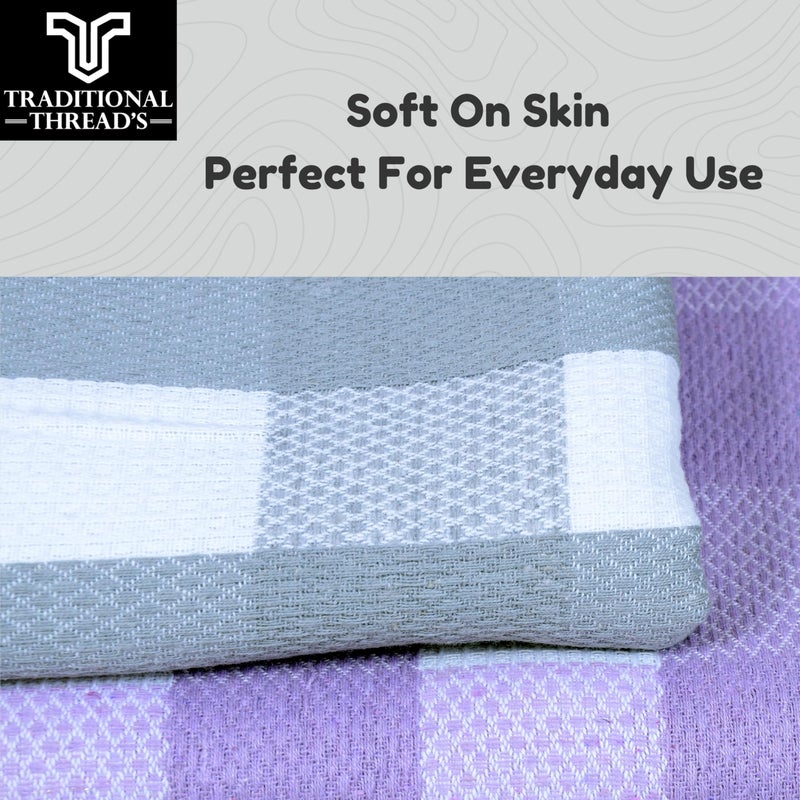 Traditional Thread's 100% Cotton Large Size Bath Towel | Ultra Soft,Absorbent,Light Weight & Quick Dry Towel for Bath, Travel, Gym, Beach |Towels for Bath Large Size |Cotton Towel | 30 X 60, Set of 2 - Image 2