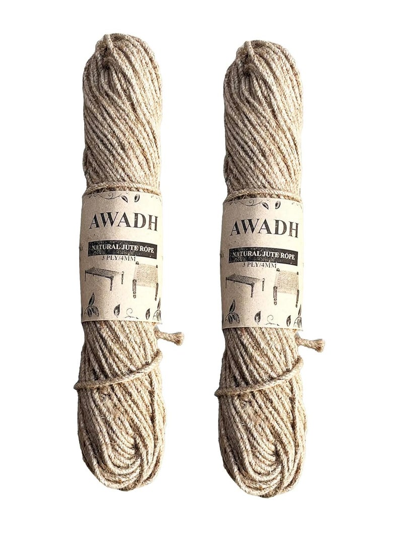 AWADH265 Feet 80 Meters of 3 ply Raw Natural Jute Cord Twine for Arts and Crafts BedTable Binding Packaging Rope String for Gifts DIY Crafts Sutli Sootli Jute Rope Jute Rassi 2 - Image 1