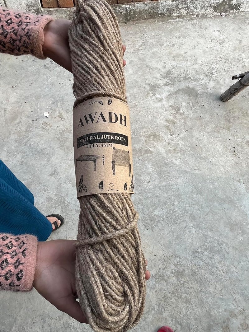 AWADH265 Feet 80 Meters of 3 ply Raw Natural Jute Cord Twine for Arts and Crafts BedTable Binding Packaging Rope String for Gifts DIY Crafts Sutli Sootli Jute Rope Jute Rassi 2 - Image 3