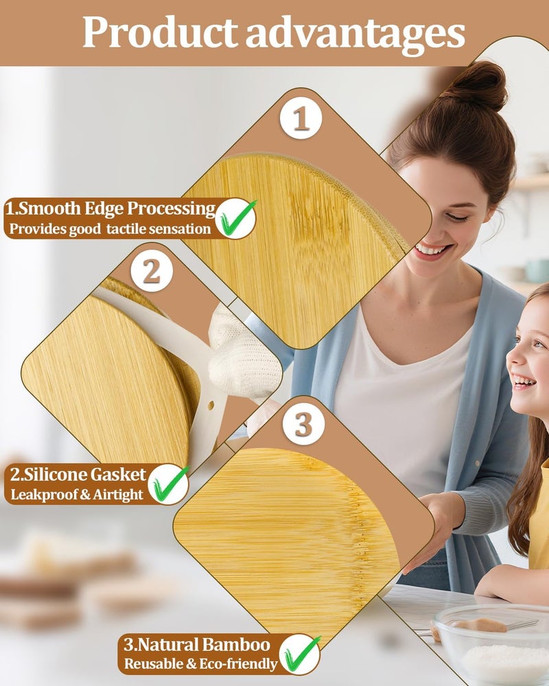 TERESRY Replacement Wooden Lids for Pyrex, Anchor Hocking Glass Containers 7200 * 2 7201-PC*2 7402-PC*2, Bamboo Lids for Pyrex 2Cup 4Cup 7Cup Glass Bowls, Bowl Covers 6 Pack - Image 3