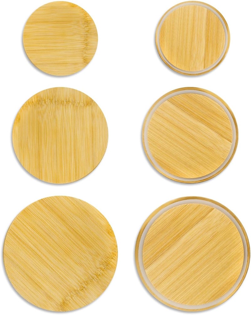 TERESRY Replacement Wooden Lids for Pyrex, Anchor Hocking Glass Containers 7200 * 2 7201-PC*2 7402-PC*2, Bamboo Lids for Pyrex 2Cup 4Cup 7Cup Glass Bowls, Bowl Covers 6 Pack - Image 1