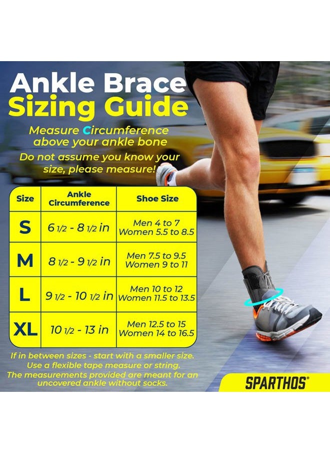 Sparthos Lace Up Ankle Brace - Support for Injury Recovery and Foot Sprains - Compression for Running, Basketball, Volleyball - Compression Stabilizer Braces - For Men & Women (Gray - XL)  - Image 5