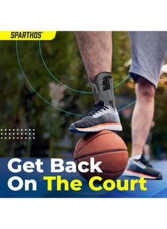 Sparthos Lace Up Ankle Brace - Support for Injury Recovery and Foot Sprains - Compression for Running, Basketball, Volleyball - Compression Stabilizer Braces - For Men & Women (Gray - XL)  - Image 3