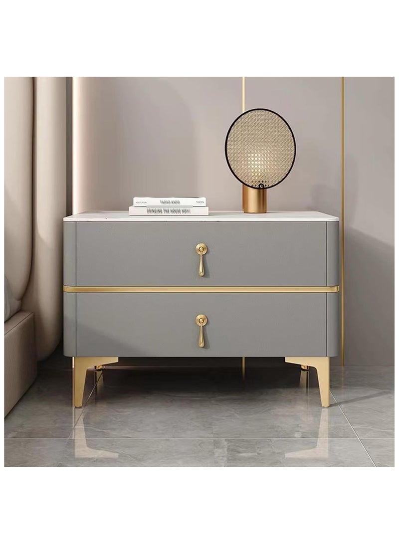 أيه دابليو دي طاولة بجانب السرير طاولة من الخشب الصلب مع أرجل معدنية طاولة منضدة بيضاء ، طاولة جانبية بيضاء لغرفة النوم ، 50 ارتفاع × 60 عرض × 40 عمق سم. - Image 1