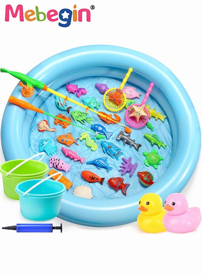 MEBEGIN Magnetic Light Up Kids Fishing Pole Bath Toy Set ,Outdoor Water Toys and Fishing Game for Kids Age  - Image 1