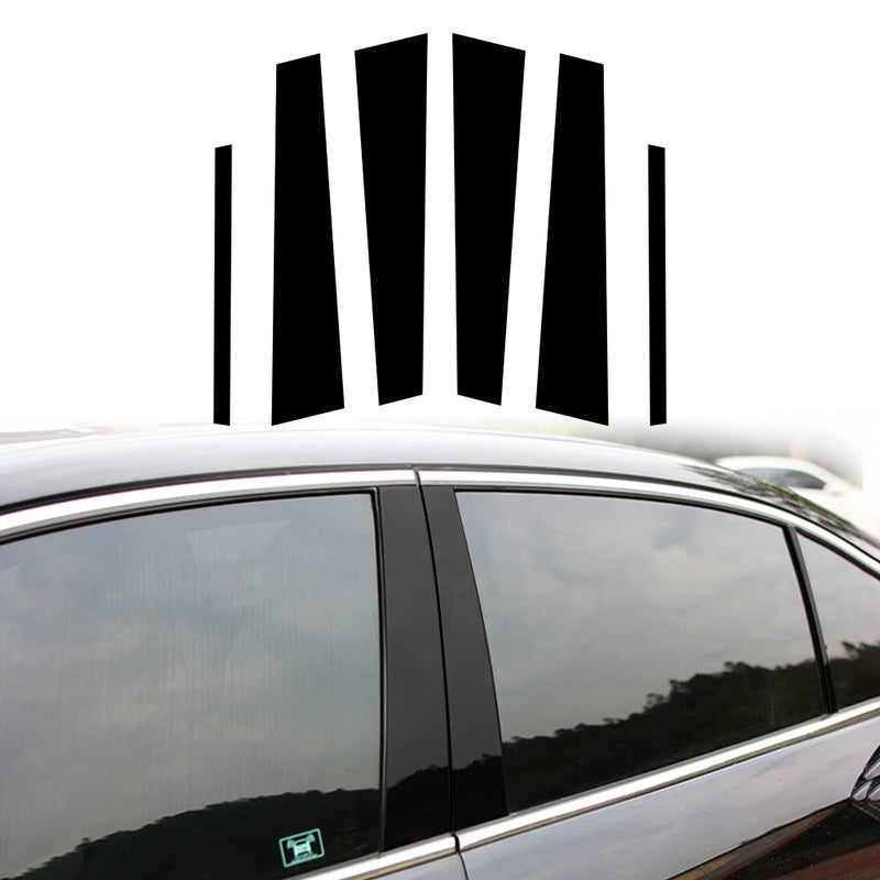 ملصقات فينيل عمود نافذة السيارة TOMALL 6 قطع متوافقة مع هوندا أكورد سيدان 2013-2017 تغليف خارجي ملصق لتعديل ديكور السيارة باللون الأسود اللامع