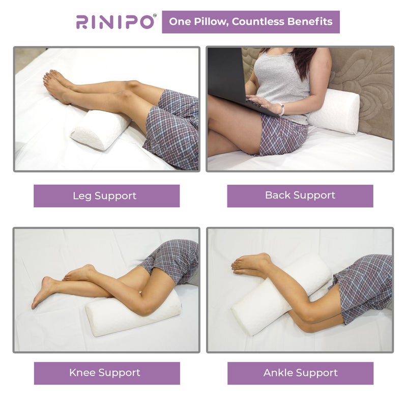 RINIPO Half Body Soft Memory Foam Pillow for Pregnancy & Cuddling - Hug Pillow for Side Sleepers, Eases Pressure Points, Promotes Relaxation & Better Sleep, White, 30x10x5 Inches, Washable Cover - Image 5