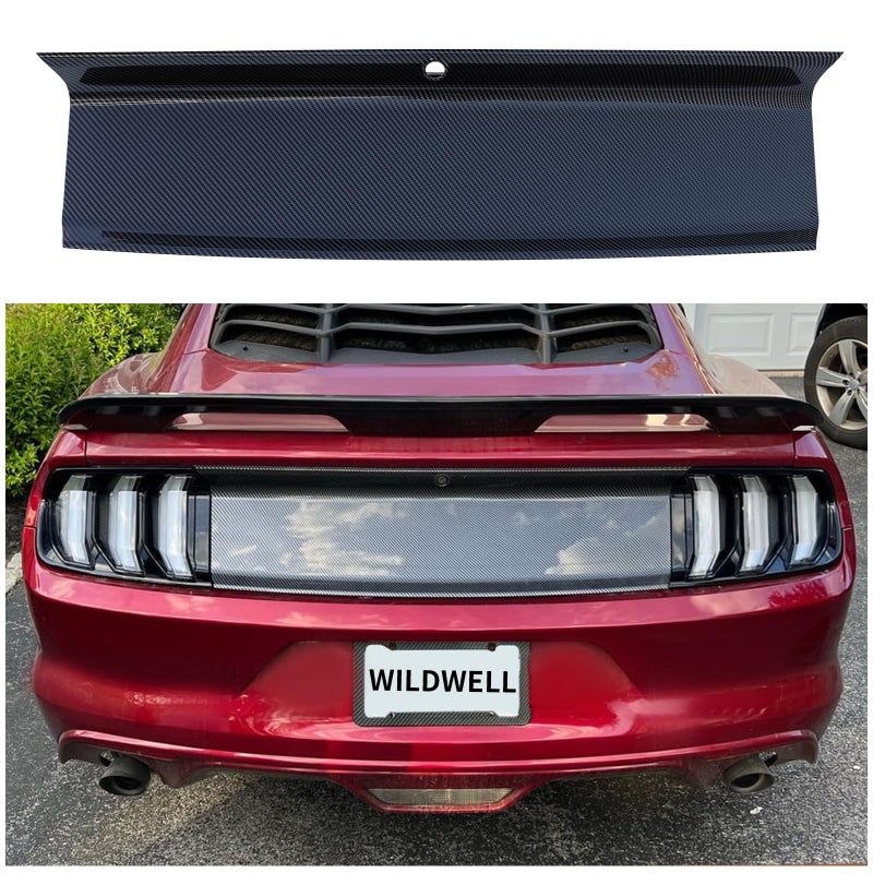 WildWell Trunk Decklid Panel for 20152023 Ford Mustang GT Rear Decklid Panel Trim Center Boot Cover Exterior Accessory Carbon Fiber Style