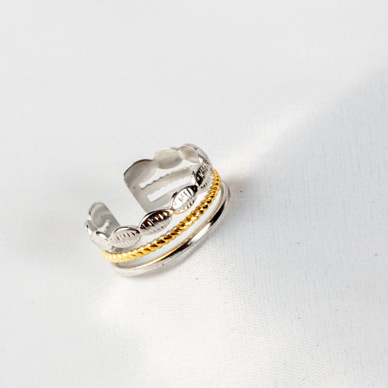 ذا بلاك بيرل اكسسوريز خاتم أستانليس ستيل فري سايز ذهبي × فضي - Image 1