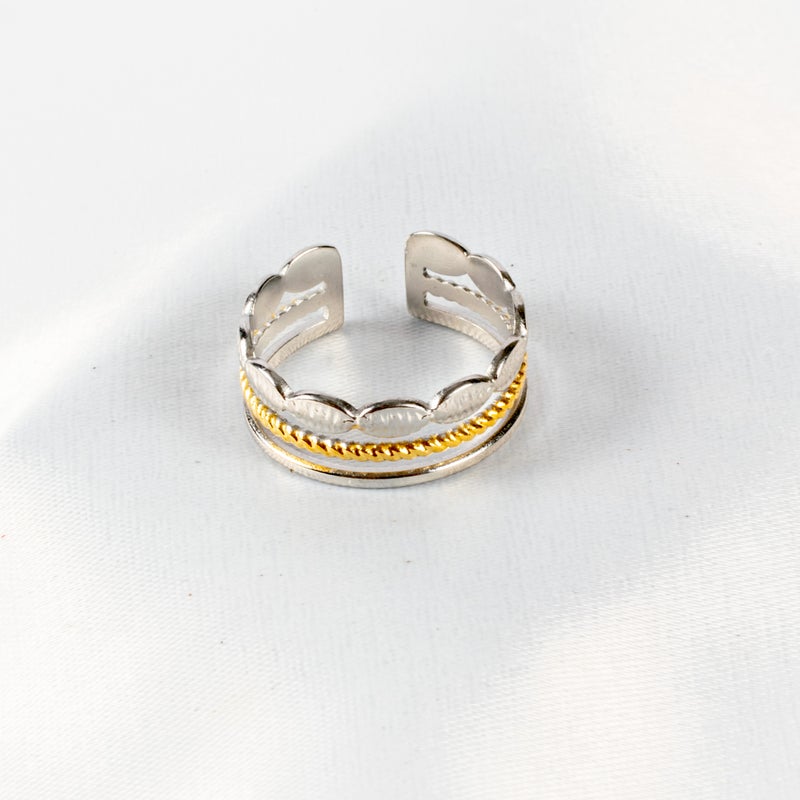 ذا بلاك بيرل اكسسوريز خاتم أستانليس ستيل فري سايز ذهبي × فضي - Image 2