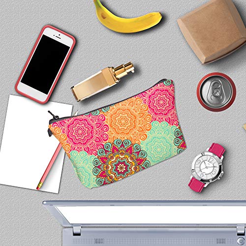 Deanfun Cosmetic Bag for Women, Mandala Flowers Waterproof Makeup Bags Roomy Toiletry Pouch Travel Accessories Gifts (51560) - Image 4