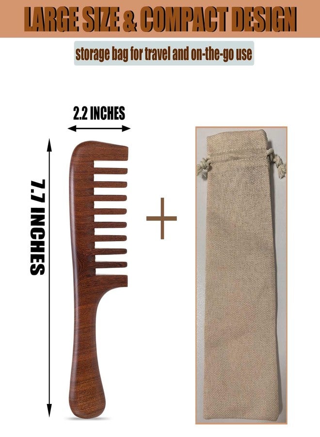 Moreinday Wooden Comb for Women Hair Growth, Wide Tooth Comb for Curls with Handle - Ebony Wood - Image 2