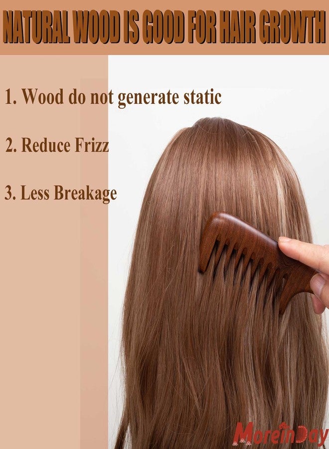Moreinday Wooden Comb for Women Hair Growth, Wide Tooth Comb for Curls with Handle - Ebony Wood - Image 5