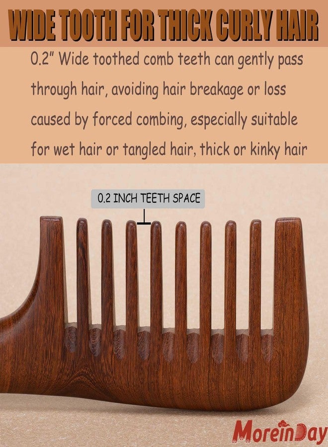 Moreinday Wooden Comb for Women Hair Growth, Wide Tooth Comb for Curls with Handle - Ebony Wood - Image 4