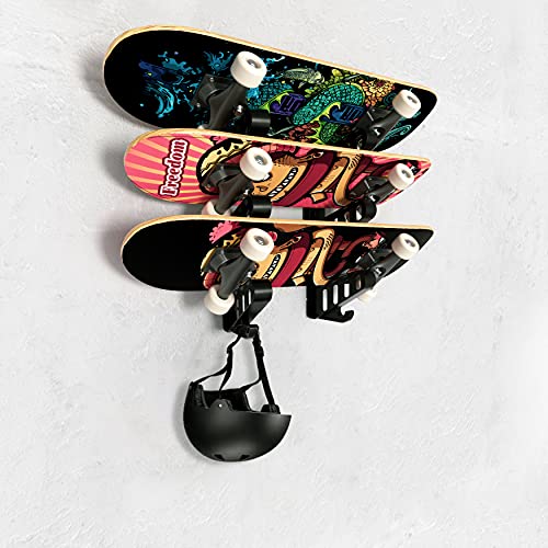 Hikeen Skateboard Rack Wall Mount Skateboard Storage Rack Skateboard Holder, Load Bearing Skateboard Rack, Vertical Space Saving Design - Image 1