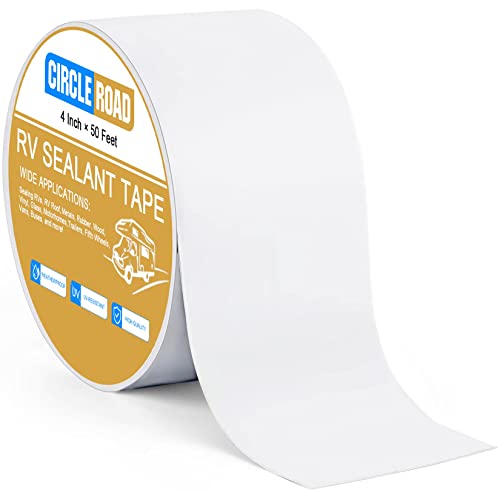 CircleRoad RV Roof Tape White, 4 Inch X 50 Feet RV Repair Sealant Tape, Stop Camper Roof Leaks, UV-Resistant, Weatherproof and Reliable for Camper, Trailer, Boat (4In-50FT) - Image 1