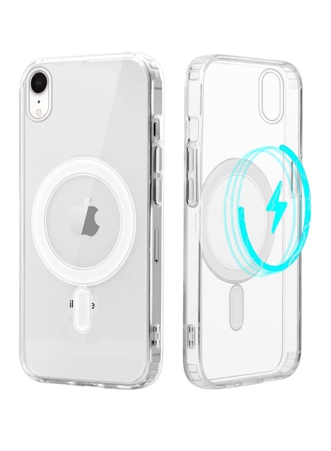 دوسالا غطاء مغناطيسي شفاف لهاتف iPhone Xr متوافق مع MagSafe - حافظة هجينة واقية مصنوعة من كريستال شفاف مع إطار سيليكون مقاوم للصدمات | حافظة رقيقة شفافة لهاتف آبل iPhone Xr - Image 1