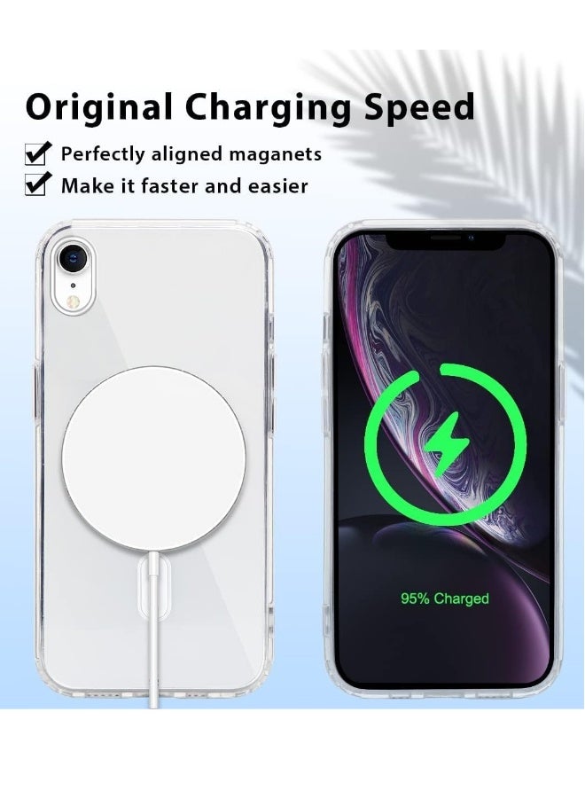 دوسالا غطاء مغناطيسي شفاف لهاتف iPhone Xr متوافق مع MagSafe - حافظة هجينة واقية مصنوعة من كريستال شفاف مع إطار سيليكون مقاوم للصدمات | حافظة رقيقة شفافة لهاتف آبل iPhone Xr - Image 3