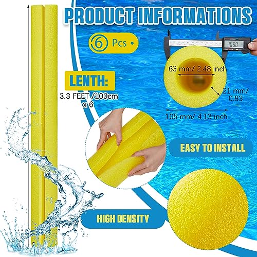 Hanaive 6 Pcs 40 Inch x 41 Inch Jumbo Foam Pool Noodles Pipe Insulation Tube Large Swimming Swim Hollow Noodle Bulk for Floating Craft Projects Pre Slit Clamp Protection Padding Bumper Yellow - Image 5