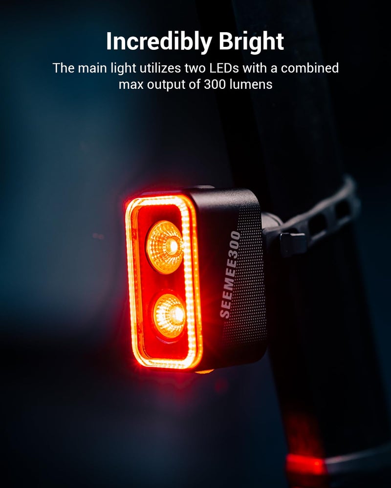 Magicshine SEEMEE 300 Bike Taillight,300 Lumen Bike Tail Light,5 Night & Daytime Modes,Smart Brake Sensor IPX6 Waterproof USB-C Rechargeable Rear Bike Light for Night Riding - Image 3