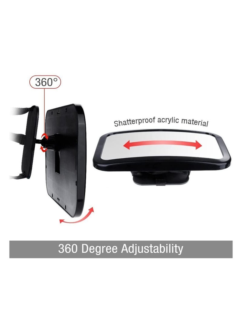 Adjustable Belt Back Seat Car Inner Mirror Square Rear View Headrest Mount Safety Baby Kids Monitor 360 Degree Adjustable Baby Car Backseat Mirror Facing Rear Seat Car Styling - Image 3