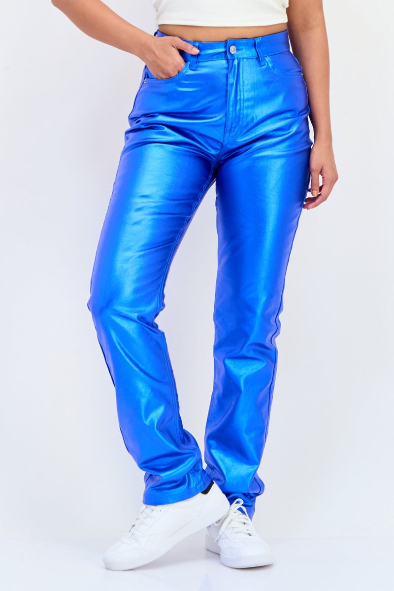 Cropp بنطلون نسائي بقصة عادية وساق مستقيم، أزرق - Image 1