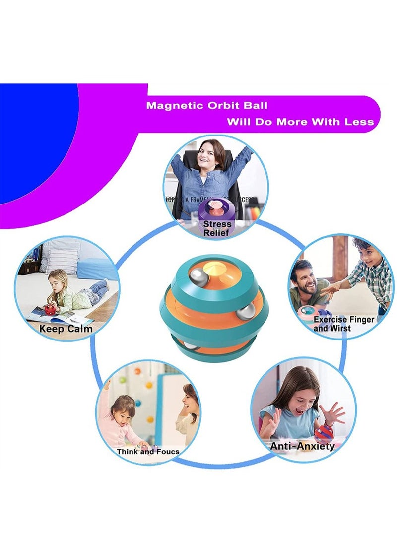 Y&D Magnetic Orbital Gyro, Fidget Ball Toy, Spinner Cube Magic Tabletop Rubiks Autism, Anti-Stress and Decompression, Educational game, Suitable for Children, Boys, Girls, Adults (Cyan)  - Image 5
