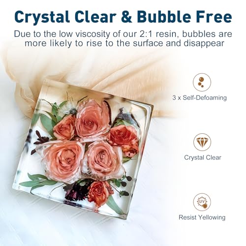 Teexpert Deep Pour Epoxy Resin, 51oz Epoxy Resin Kit for 2-4" Pour Depths, Crystal Clear & High Gloss, Bubble-Free Casting Resin for Flower Preservation, River Tables and Mold Crafts - 2:1 Mix Ratio - Image 2